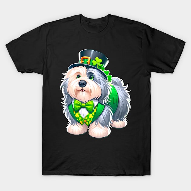 St Patricks Day English Sheepdog  Men Women Kids T-Shirt by angelawood